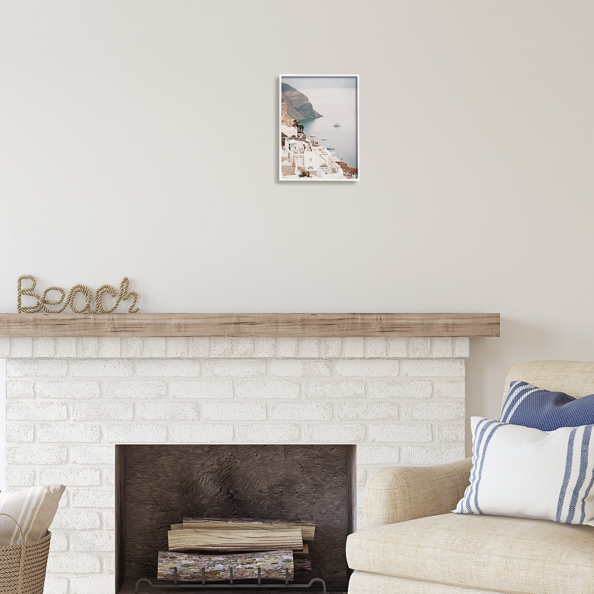 Stupell Industries Coastal Port Town Landscape Photography White Framed Art Print Wall Art, 11 x 14