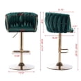 thumbnail image 7 of Velvet Swivel Bar Stools Set of 2, Modern Height Adjustable Stool Chair with Chrome Footrest and Base, Counter Height Bar Chairs with Low Back for Kitchen Pub, Kitchen, Café and Dining Chairs, Green, 7 of 7