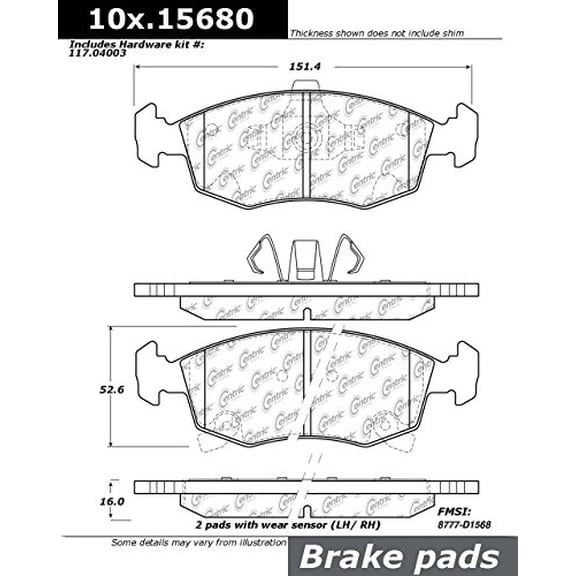 Centric (105.15680) Posi Quiet Brake Pad, Ceramic