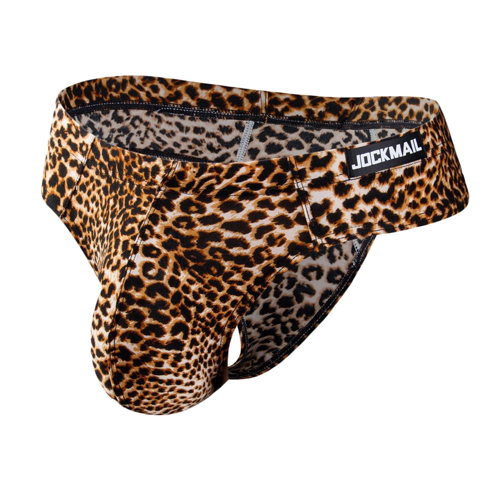 QENGING Mens Briefs Underwear Leopard Prints Silky Temptation Single Thong  Bikini G-Strings Pants XL Deals Clearance 