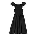 thumbnail image 3 of Tween Valentines Dress 5T Dresses For Girls Girl's Ruffle Sleeve High Waist A Line Short Dress with Pockets Black 3-4 Years, 3 of 4
