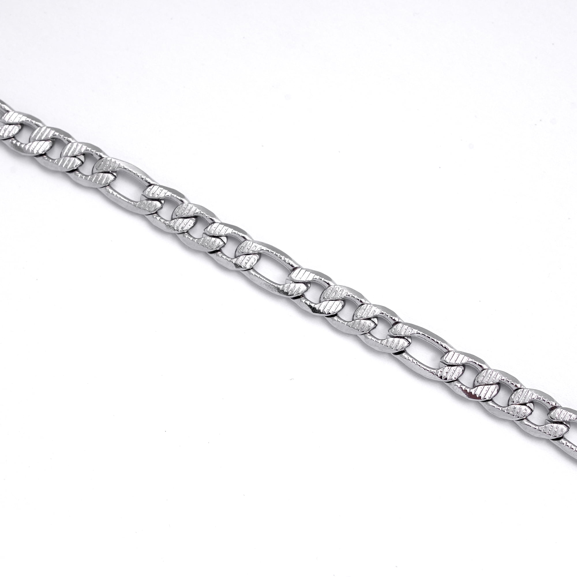 Iron Saints Men Diamond Cut Figaro Link Necklace, Stainless Steel, Men Chain Steel Necklaces