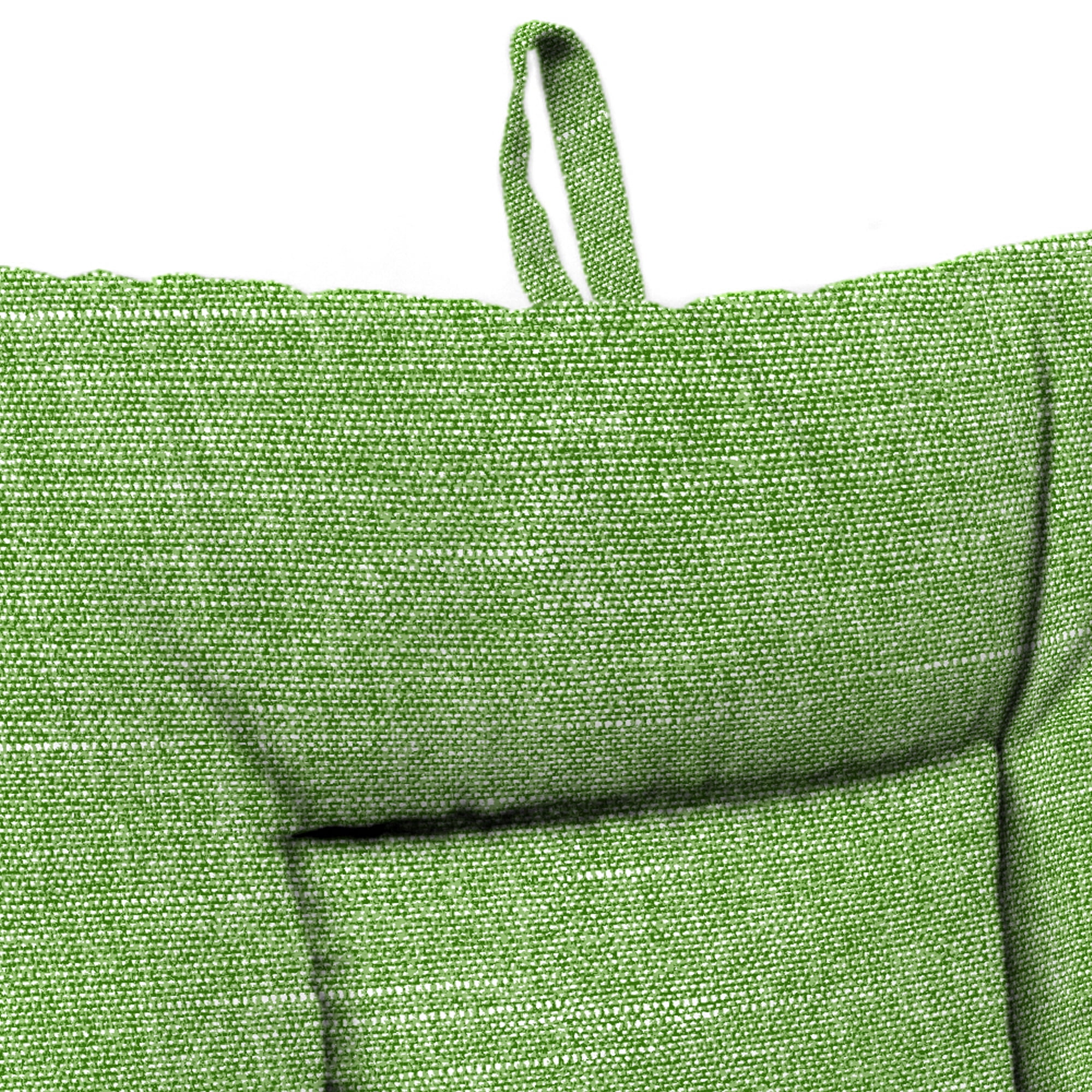 Jordan Manufacturing 38" x 21" Tory Palm Green Crosshatch Rectangular Outdoor Wrought Iron Chair Cushion with Ties and Hanger Loop