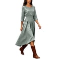thumbnail image 6 of Guieoi Cotton-Linen Dresses for Women Solid-Color Casual Minimalist Loose-Fit Dress with Elastic Waist and 3/4-Sleeve Gray XL, 6 of 6