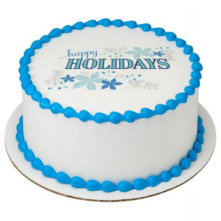 2 Edible Wafer White & Blue Snowflake - Nuts Free Cake Decoration