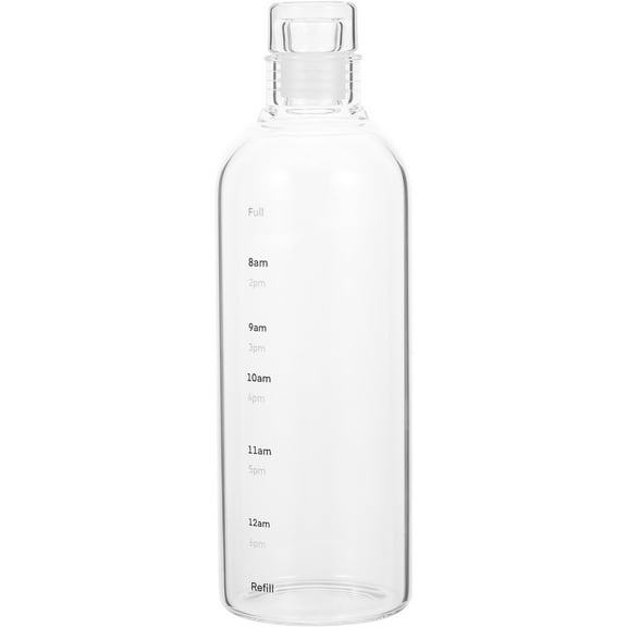 Drinking Water Bottle with Time Kettle Gym Container Glass Rubber Fitness Travel