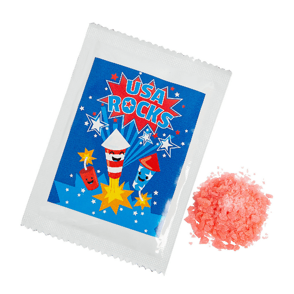Patriotic Popping Candy Handout Kit – 36 Pc - USA Rocks Strawberry Flavor - 4th of July Party Favors