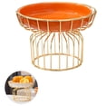 thumbnail image 3 of Bandeja Naranja Brillante Bandeja De Frutas De Estilo Del Norte De Europa Diseño Simple Recipiente De Almacenamiento De Placa De Caramelo De Cerámica Con Líneas De Hierro Dorado Para Sala De Estar Cateissary HA025819-01, 3 of 7