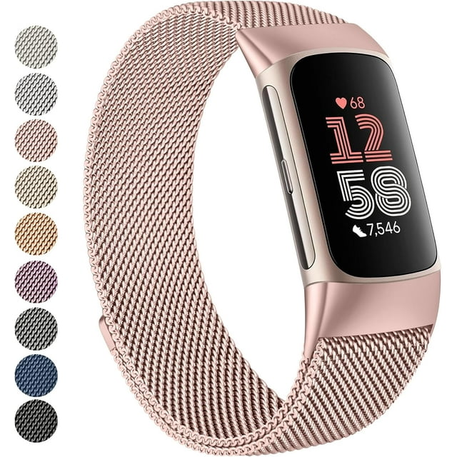 MYKOMI pour Fitbit Charge 6 Bracelets Femmes Hommes, Bracelet en Maille Métallique en Acier Inoxydable avec Boucle Réglable de Remplacement Compatible avec Fitbit Charge 6 Tracker D\'entraînement Physique