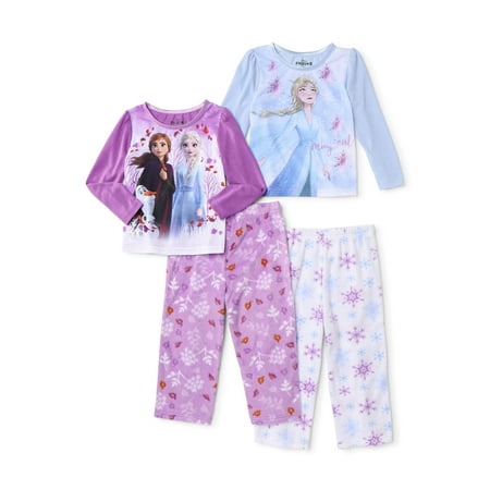 Frozen 2 Toddler Girls' Fleece Pajamas, 4-Piece Set