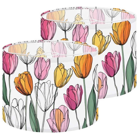 Lampshades 2 Pack Tulip engraved ink art Floral botanical flower Wild 13"x13"x10" Light Shade for Table Lamps Floor Lamp Shades Lampshade Replacement Easy Assembly