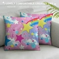 thumbnail image 3 of Shiartex Watercolor Rainbows Throw Pillow Covers,Cartoon Colorful Stars Hand Drawn Graffiti Cushion Covers  for Camper Office,Girly Pink Print Draemy Pillowcases Outdoor Pillow Covers ，Multi-Size, 3 of 5