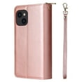 thumbnail image 3 of SaniMore for iPhone 14 Plus 6.7" (2022 ) 3 in 1 Case, Zipper Purse Cover + Card Slots +  Kickstand + Detachable Lanyard Comprehensive Protective Shockproof Anti-drop Shell For iPhone 14 Plus, Rosegold, 3 of 8