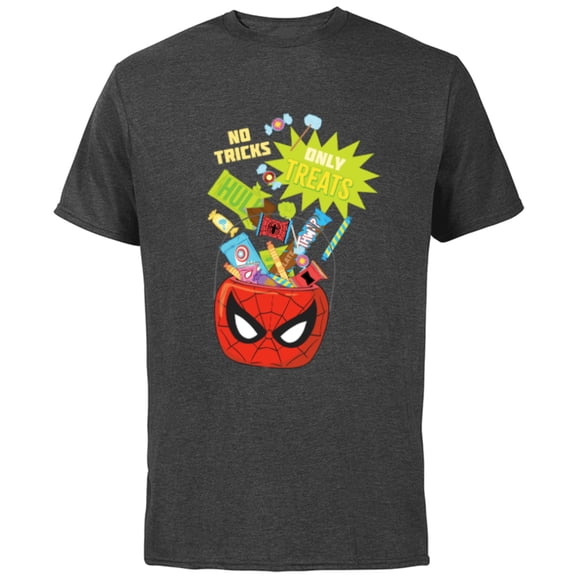 Marvel Spider-Man Halloween Bucket No Tricks Only Treats - Short Sleeve Cotton T-Shirt for Adults - Customized-Charcoal
