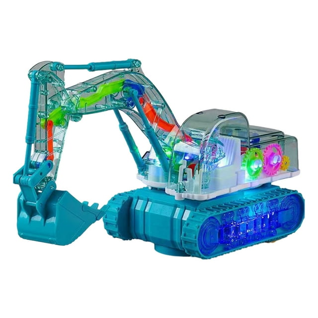 Universal Transparent Gear Mining Toy Car Music Lights Engineering Vehicle Simulation Model
