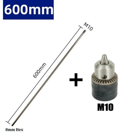 

RAINB M10Chuck Deep Hole Drilling Extension Connect Rod Hex Extention Holder 300-600Mm 600Mm+Drill Chuck