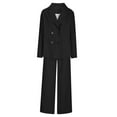 thumbnail image 3 of qolati Women's 2024 Fall 2 Piece Outfits Blazer Jacket and Wide Leg Pant Suits Dressy Casual Business Work Suit Sets Black L 8, 3 of 6