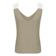 thumbnail image 3 of Wycnly Tank Tops for Women Sexy Lace Patchwork Knitted Ribbed Loose Fit Vest Tops Summer Solid V-Neck Sleeveless Shirts Fashion Blouses Beige m, 3 of 5
