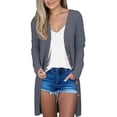 thumbnail image 2 of Women's Ribbed Knit Cardigan Anti-Pill Cloud Comfort Cardigan Fall Lightweight Open Front Coat Coffee Run Chic Pocket Packable Layer Fine Brushed Soft Long Sleeve Dark Gray XXL, 2 of 9