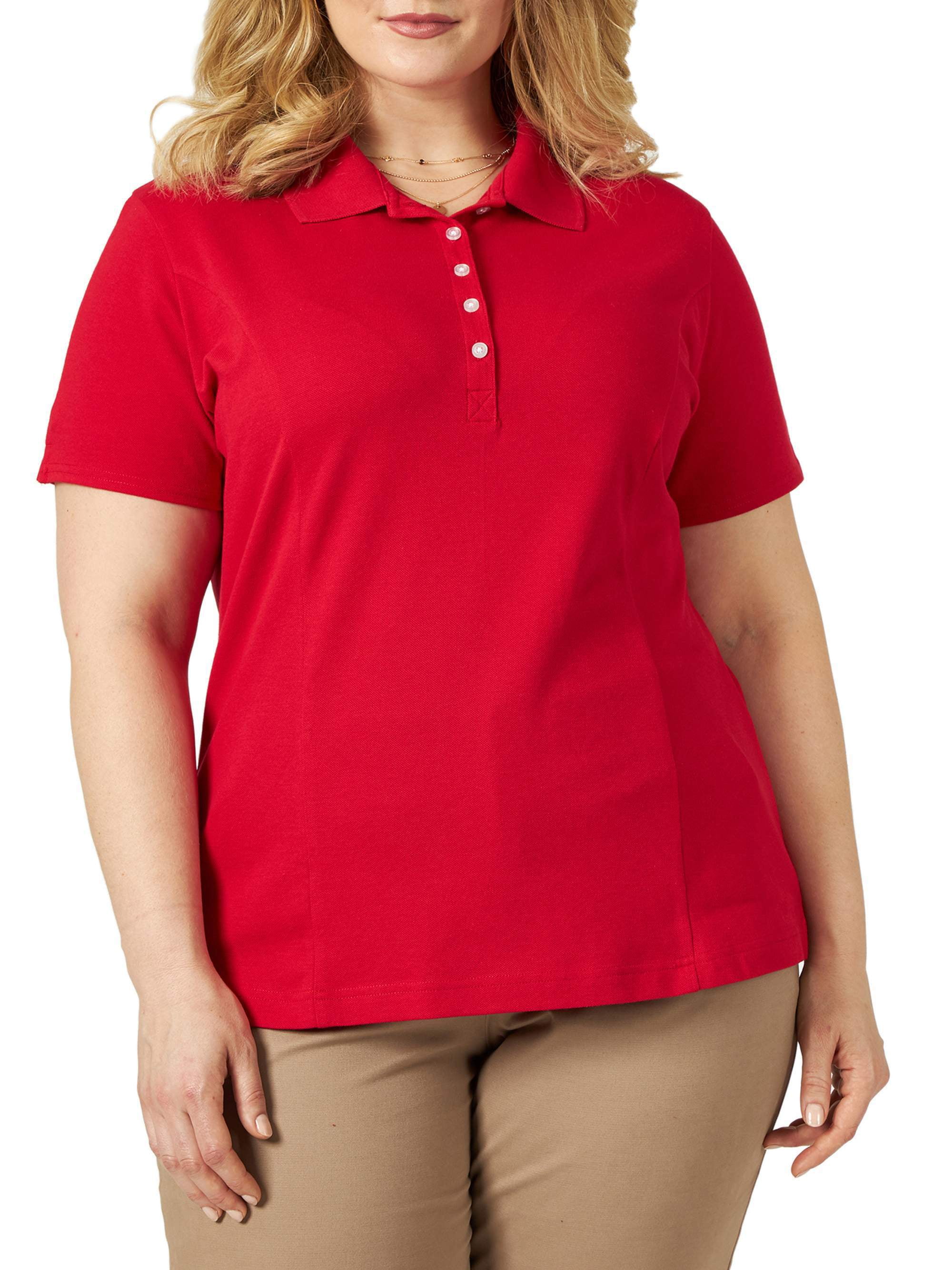 Lee Riders Women's Plus Size Short Sleeve Knit Everyday Essential Polo Shirt - Walmart.com