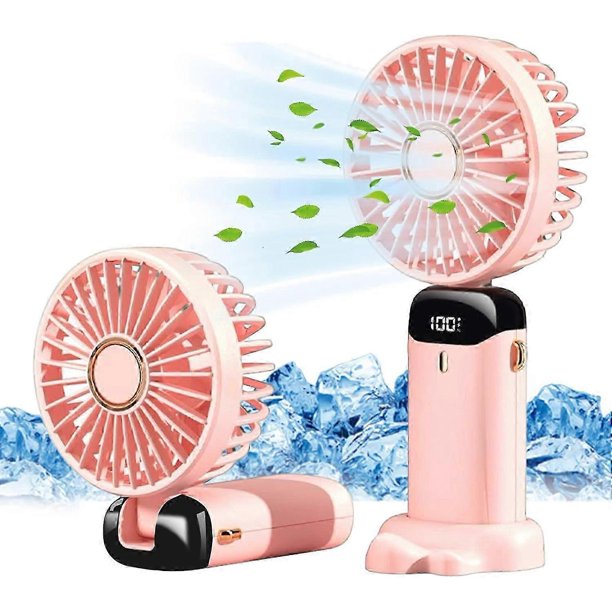 Rechargeable Fans with 5 Speeds,Battery Operated Mini Fan Foldable Desk Desktop Fans with LED Display for Home Office Bedroom Outdoor Travel