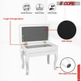 thumbnail image 5 of 5 Core Piano Bench Wooden Height Adjustable Stool Heavy Duty Keyboard Seat with Storage WHITE, 5 of 9