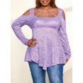 thumbnail image 1 of Camiseta Talla Extra Manga Larga Recortada Cadenas Rosegal  Mangas largas de talla grande, 1 of 5