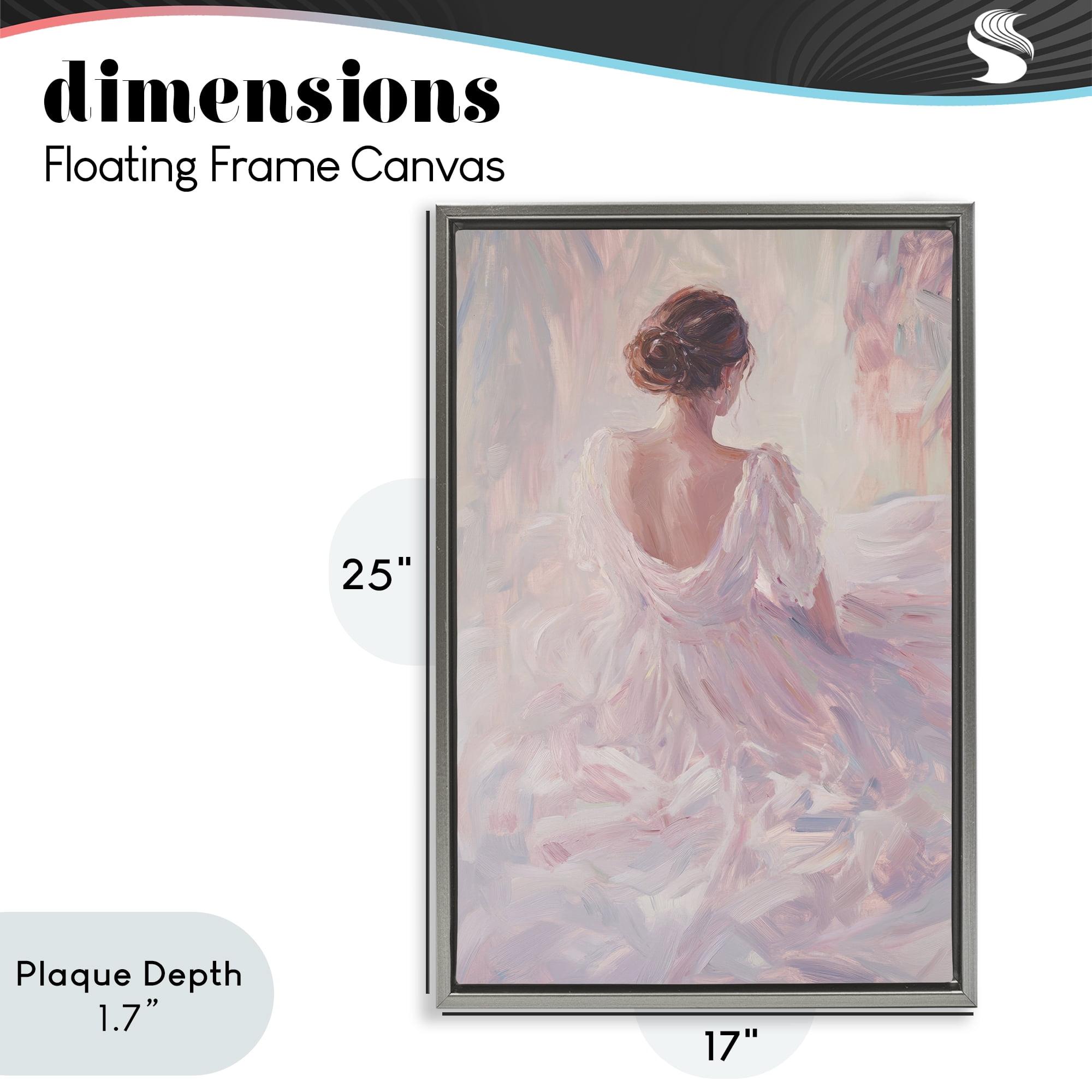 Stupell Industries Graceful Woman in Blush Gown Gray Framed Floater Canvas Wall Art, design by Petal Prints Design