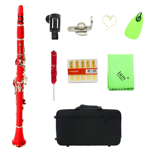 Clarinete de 17 teclas en sib con tubo de baquelita premium y botón niquelado antioxidante (rojo n.° 1)