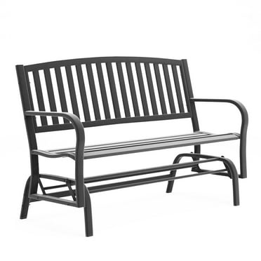 Abble Powder Coated Steel Outdoor Glider Bench - Black