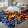 thumbnail image 5 of Blue Red Yellow Large Area Rugs for Bedroom Living Room, Non Slip Carpet Bedside Rug, Modern Colored Rainbow Stained Glass Rectangular Floor Cover Kitchen Accent Rug 8'x10' for Dining Room/Office, 5 of 9