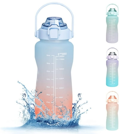 

2Litre Water Bottle BPA Free Material 2000ml Water Bottle Jug with Straw 2L Water Storage Container with Time Marker Remind you to hydrate in time