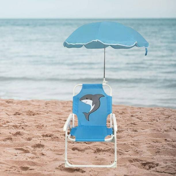 Silla de Camping para niños, silla plegable con sombrilla fácil de llevar, silla de playa portátil Oxford para acampar, mochilero, Picnic tiburón