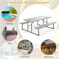 thumbnail image 6 of Costway Folding Picnic Table with 2 Benches All Weather Wood-like Tabletop Umbrella Hole Grey, 6 of 11