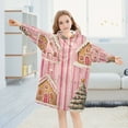 thumbnail image 5 of FORMRS Wearable Blanket Hoodie with Sleeves for Kids Cozy Flannel Sweatshirt, Gingerbread Houses, 5 of 7