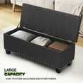 thumbnail image 3 of OSM 42 Inch Long Storage Ottoman Bench, Linen Foot Stool Upholstered Foam Padded Rectangular Fabric Tufted Bench Footrest for Living Room Bedroom Entryway with 660 Lbs Capacity, Black, 3 of 9