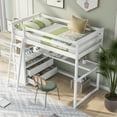 thumbnail image 3 of Harper & Bright Designs Twin Size Loft Bed with Desk, Shelves and Two Built-in Drawers, Wooden Space-Saving Loft Bed Frame for Boys Girls, White, 3 of 11