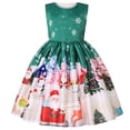 thumbnail image 2 of Vestido Para Niñas Ropa Para Niñas Bebés Cosplay De Navidad Falda Larga Estampado De Papá Noel Princesa Bowknot Vestido De Rendimiento Falda Vestido De Navidad Verde Odeerbi LM103-1226, 2 of 9