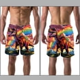 thumbnail image 3 of luoweisi Men's Beach Shorts Quick Dry Swim Trunks with Mesh Lining Cartoon Dinosaur L, 3 of 5
