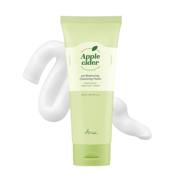 Espuma limpiadora equilibrante del pH de sidra de manzana Ariul - Cuidado eficaz de la exfoliación y los poros Lavado facial calmante y revitalizante de pH bajo con extracto de manzana Cuidado de la p