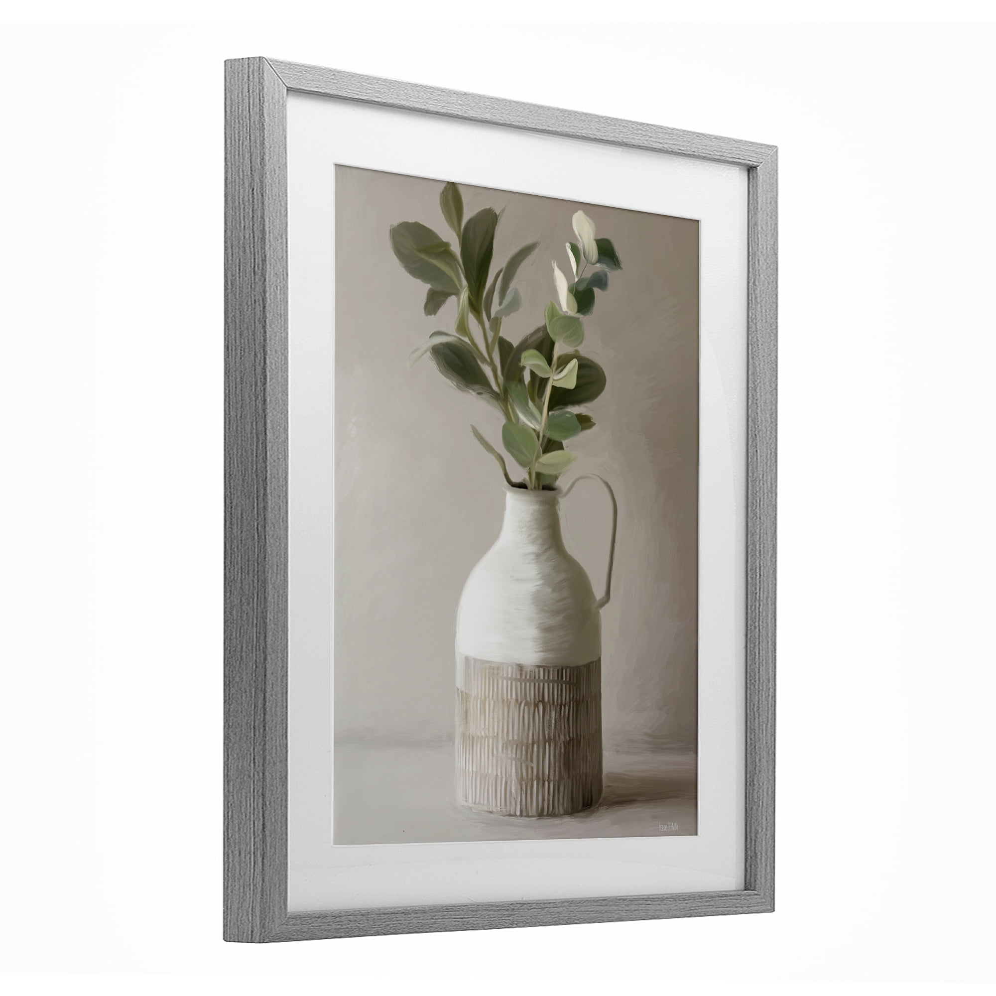 Stupell Industries Eucalyptus In Vase Gray Framed Print Under Glass, design by House Fenway
