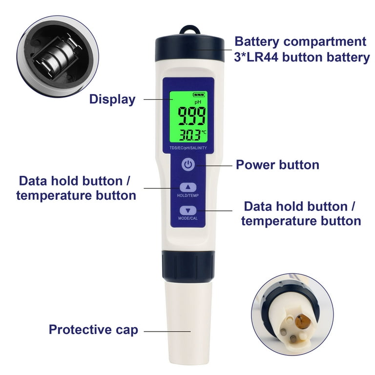 pH & TDS Meter Combo, 0.05ph High Accuracy pH Meter & 3-in-1 TDS EC  Temperature