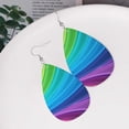 thumbnail image 5 of Faux Leather Earrings Earring Rainbow Stripes Teardrop Dangle Earrings For Women Jewelry, 5 of 6