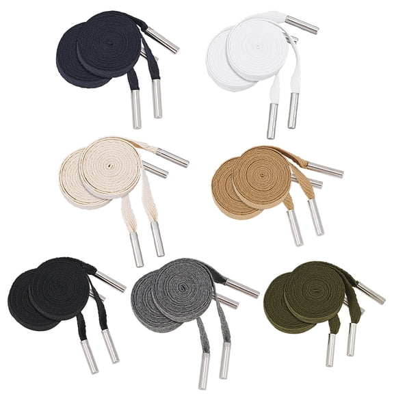 7 Pairs Flat Drawstring Cord Rope 7 Colors Cotton Shoe Laces Flat Shoelace with Brass Aglets for Sport Canvas Shoes