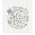 thumbnail image 2 of Ambesonne Nautical Shower Curtain, Letterings Shellfish Print, 69"Wx70"L, Khaki White, 2 of 4