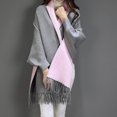 thumbnail image 3 of Capa con mangas, chal de cachemira, bufanda, doble uso, gruesa, otoño e invierno, chaqueta cálida de color sólido de doble cara para mujer, 3 of 5