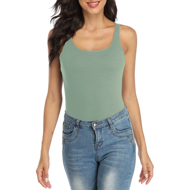 Débardeur pour Femme avec Soutien-Gorge Intégré, Camisole à Larges Bretelles Ajustables, Tricot de Coton
