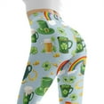thumbnail image 5 of DISNIMOLucky Leaf Printed Yoga Pants for Women, Beer Rainbow Printed Workout Leggings Tummy Control Yoga Ankle Pants High Waisted Leggings St. Patrick's Day, Blue, XS, 5 of 6