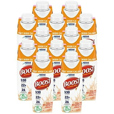 Boost Very High Calorie Nutritional Drink, Creamy Strawberry - No Artificial Colors Or Sweeteners, 8 Fl Oz (Pack Of 12)