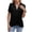 Black1, variant on Summer Cross Wrap Tops for Women Deep V Neck Short Sleeve Casual Slim Fit Ruched T Shirts Green XL